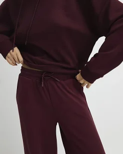 Red Premium High Waisted Wide Leg Joggers
