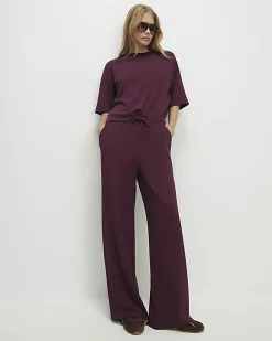 Red Premium Whipstitch Wide Leg Joggers