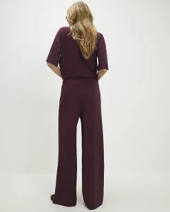 Red Premium Whipstitch Wide Leg Joggers