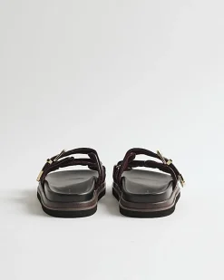 Red Quilted Double Strap Footbed Sandals