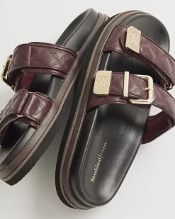 Red Quilted Double Strap Footbed Sandals