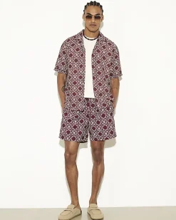 Red Regular Fit Monogram Swim Shorts