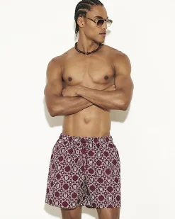 Red Regular Fit Monogram Swim Shorts