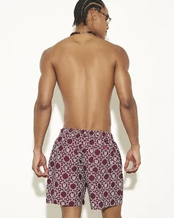 Red Regular Fit Monogram Swim Shorts