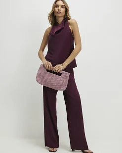 Red Satin Halter Neck Top