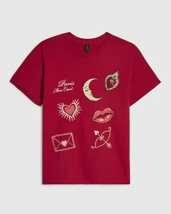 Red Short Sleeve Paris Graphic Print T-shirt