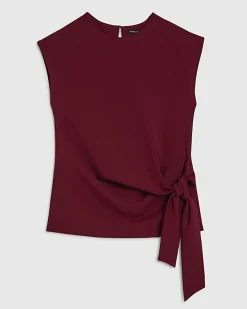 Red Short Sleeve Twist Side Top