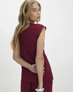 Red Short Sleeve Twist Side Top