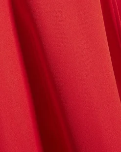 Red Sleeveless Belted Midi Dress