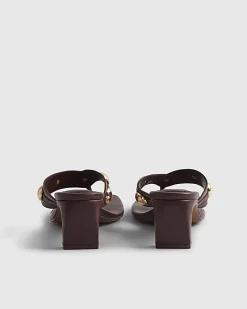Red Studded Toe Thong Heeled Sandals