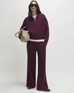 Red Tailored Interlock Wide Leg Trousers