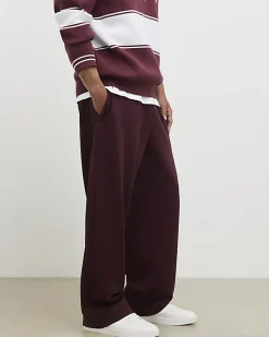 Red Wide Leg Twill Joggers