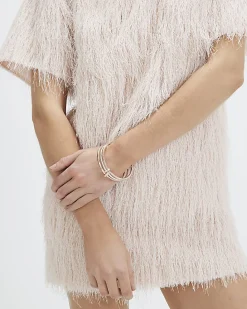 Rose Gold and Silver Linked Stacking Bangle