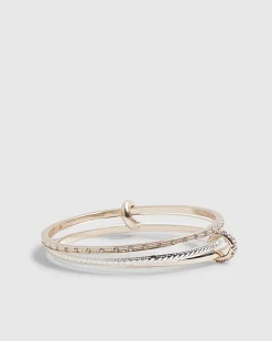 Rose Gold and Silver Linked Stacking Bangle
