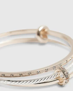 Rose Gold and Silver Linked Stacking Bangle