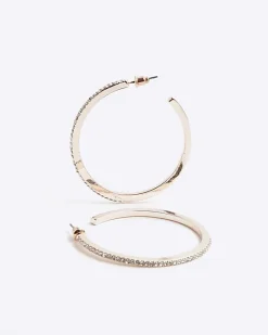 Rose Gold Diamante Hoop Earrings