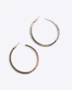 Rose Gold Diamante Hoop Earrings