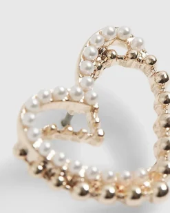 Rose Gold Double Heart Stud Earrings