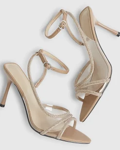 Rose Gold Embellished Heeled Sandals
