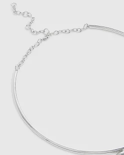 Silver Butterfly Torque Necklace