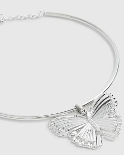 Silver Butterfly Torque Necklace