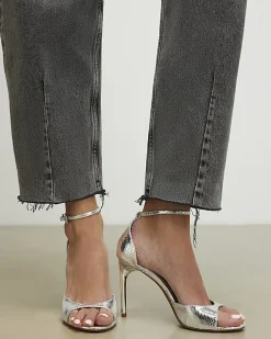 Silver Closed Back Heeled Sandals