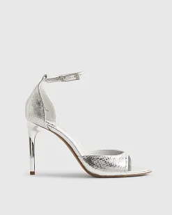 Silver Closed Back Heeled Sandals