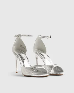 Silver Closed Back Heeled Sandals