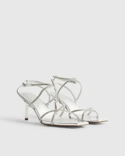 Silver Diamante Heeled Sandals