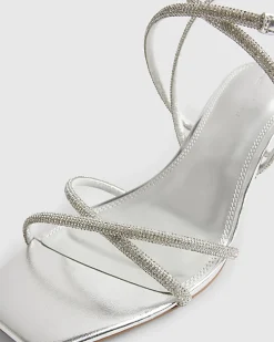 Silver Diamante Heeled Sandals