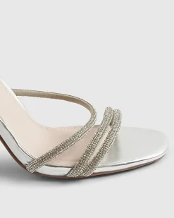 Silver Diamante Strappy Heeled Sandals
