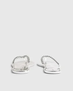 Silver Diamante Toe Thong Jelly Flip Flops