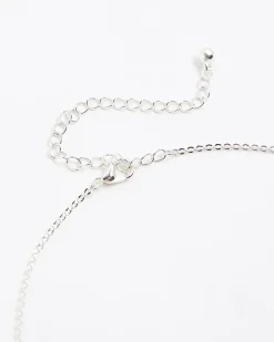 Silver Diamond Simulant Pendant Necklace