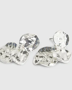 Silver Double Coin Drop Earrings
