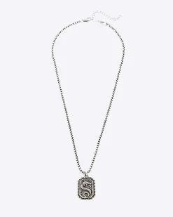 Silver Dragon Tag Necklace