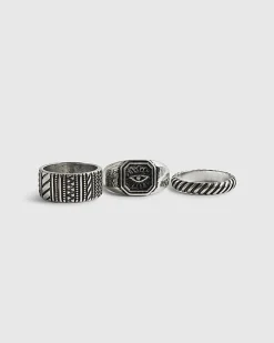 Silver Evil Eye Ring Pack Of 3