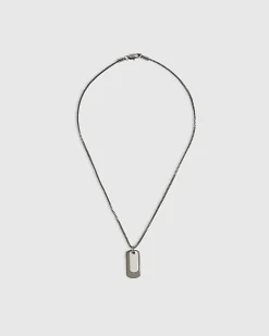 Silver Metal Double Dog Tag Necklace