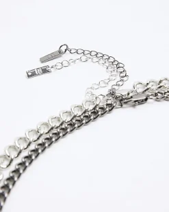 Silver Rhinestone Chunky Necklace