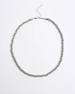 Silver Rhodium Twist Chain Necklace