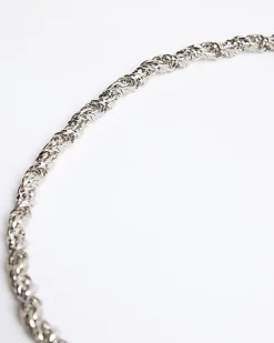 Silver Rhodium Twist Chain Necklace