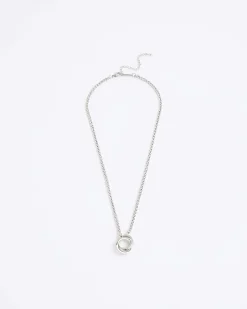 Silver Stainless Steel Circular Necklace