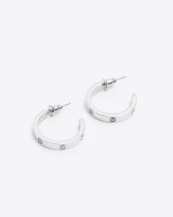 Silver Stainless Steel Hoop Earrings