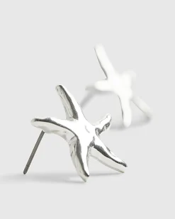 Silver Starfish Stud Earrings
