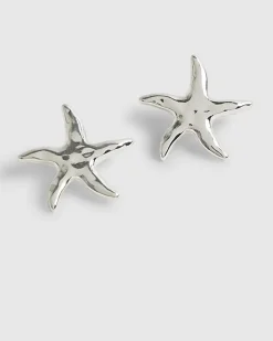 Silver Starfish Stud Earrings