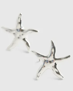 Silver Starfish Stud Earrings