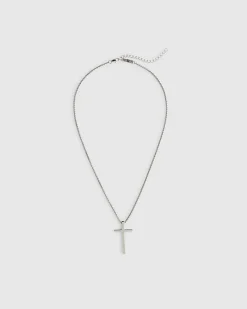Silver Steel Cross Necklace