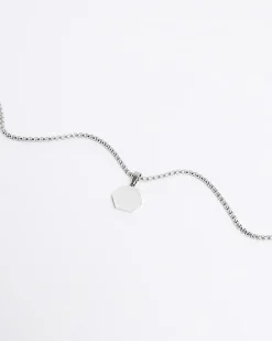Silver Steel Hexagon Chain Necklace