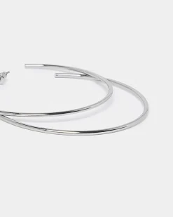 Silver thin hoop earrings