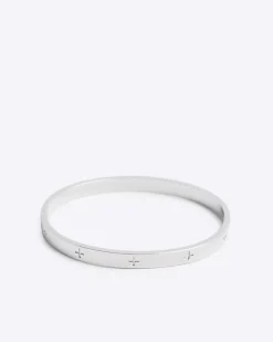 Steel Metal Rhodium Circle Bangle