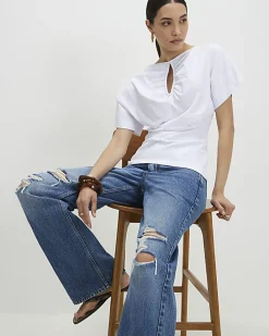 White Angel Sleeve Cut Out T-Shirt